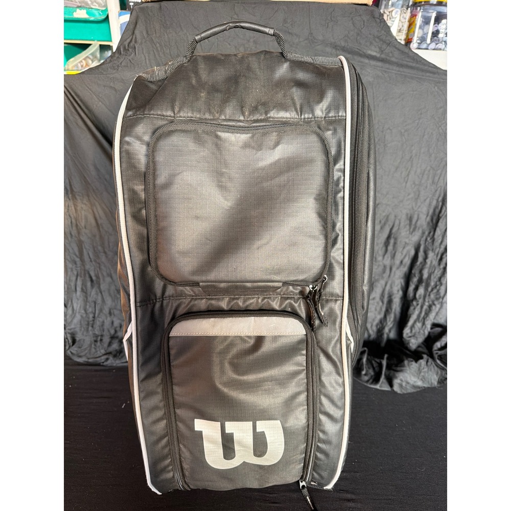 Wilson Football Backpack Bag Black Silver Padded Straps Multiple Compartments